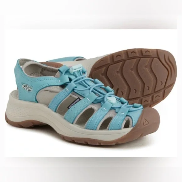 KEEN Astoria West Women’s Sz 7.5 Blue Glass Leather Hiking Shoes Waterproof - Picture 1 of 9